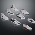 Casual Footwear Various Styles High Top And Low Top White Shoes With Black Pink Details