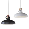 Modern Black And White Pendant Lights With Leather Accents And Metal Shades Design