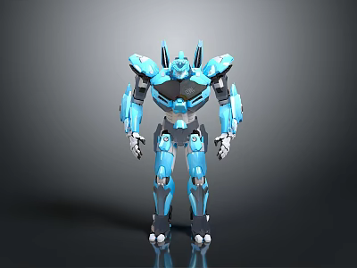 Blue Mechanical Robot Character With Futuristic Metallic Structure And 3D Model Design 3d model