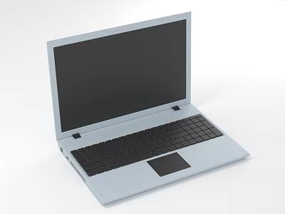 Light Gray Laptop With Black Screen And Keyboard On White Background 3d model