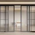 Modern Sliding Doors With Frosted Glass Panels And Metal Frames For Interior Design