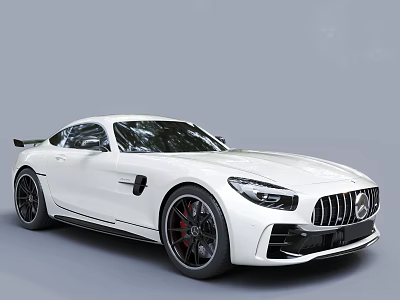 Mercedes-Benz AMG GT White Sports Car With Black Wheels Red Brake Calipers And Rear Spoiler 3d model
