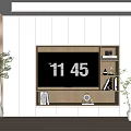 Modern Minimalist TV Wall Unit Design With White And Wooden Storage Shelves And Decorations