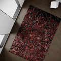 Square Rug With Red Butterfly Floral Pattern For Modern Living Room