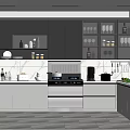 Modern Kitchen Interior With Dark Cabinets Glass Door Cabinets Countertop Appliances And Natural Light