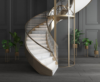 Light Luxury Revolving Staircase 3d model