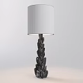 Elegant Table Lamp With White Lampshade And Silver Decorative Leaf Base 3d model