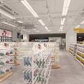 Bright Mall Store With Neatly Arranged Shelves And Various Food Products