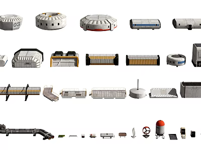 Various Mechanical Components Including Cylindrical Tubes Rectangular Casings And Circular Bases 3d model