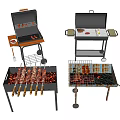 Outdoor Barbecue Grills With Various Styles For Cooking Sausages Skewers Meat And Vegetables
