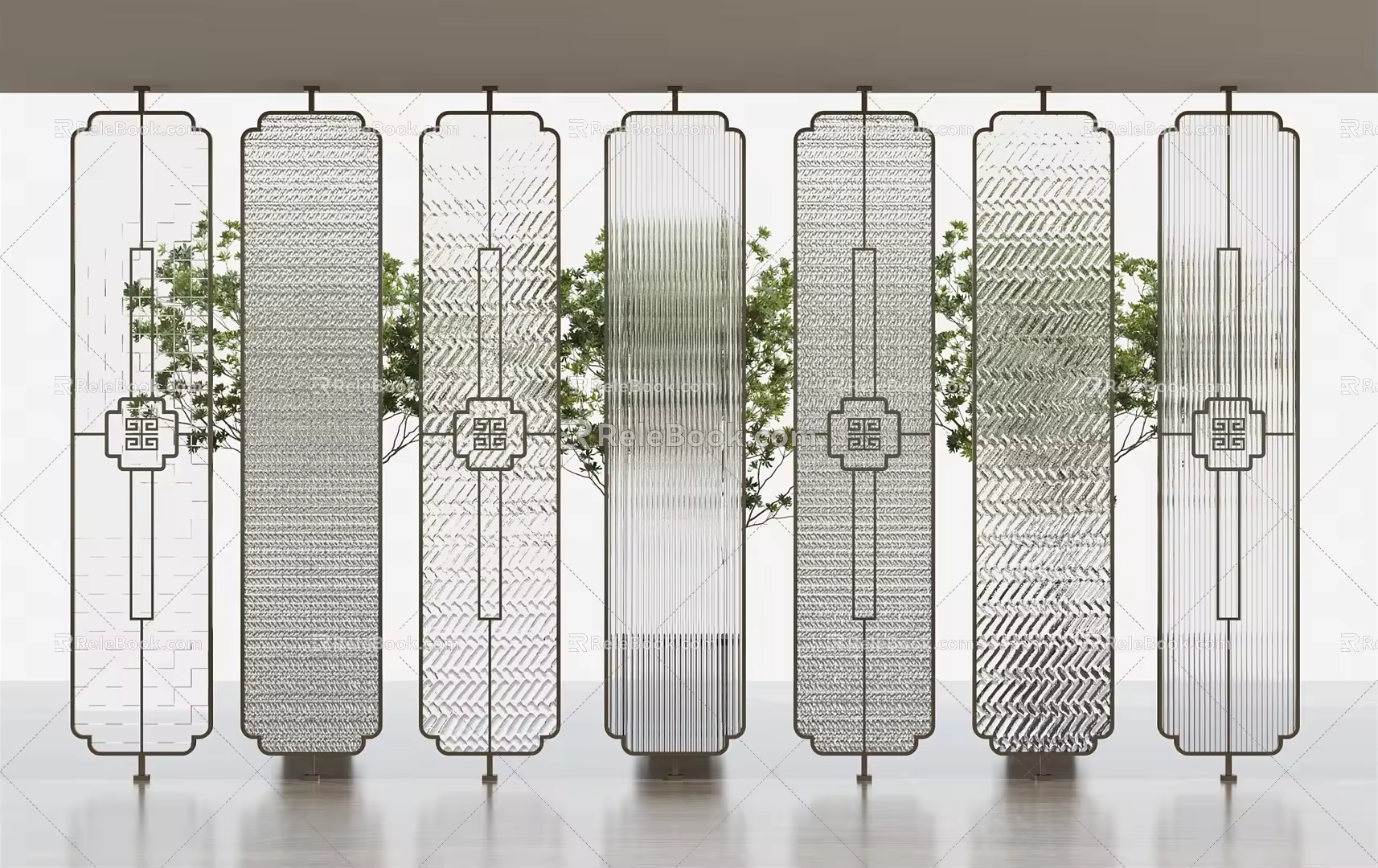 New Chinese style partition lattice partition glass partition 3d model