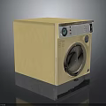 Front Load Washing Machine with Yellow Cabinet Metal Base and Round Drum Door