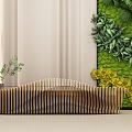 Hotel Lobby Reception Modern Reception Area Lobby Plant Wall Curved Surface Wave Board Art Wall Bookcase Books Casual Table and Chair Sofa Figure Model Decorations Plant Potted Plants 3d model