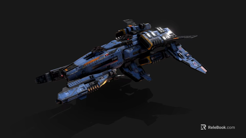 Futuristic Blue Spaceship With Detailed Aerospace Structure And Sci Fi Elements For Space Flight 3d model
