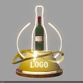 Wine Bottle Display With Golden Base Logo And Illuminated Ring Decor 3d model