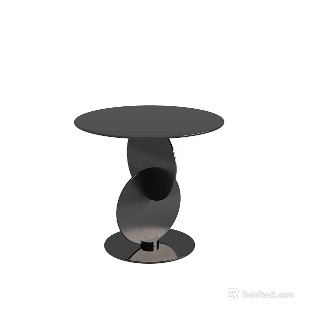 Modern Black Round Coffee Table With Stylish Sculptural Circular Base Design 3d model 