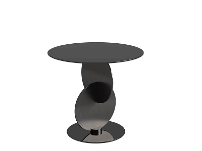 Modern Black Round Coffee Table With Stylish Sculptural Circular Base Design 3d model