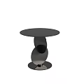 Modern Black Round Coffee Table With Stylish Sculptural Circular Base Design 3d model