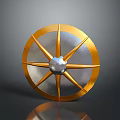 Golden Decorative Wheel With Silver Center And Radiating Spokes