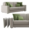 Modern Light Beige Two Seater Sofa With Green Cushions And Armrests Design 3d model