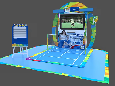 LGST Interactive Zone With TV Screen People Interacting Game Net And Display Board 3d model