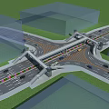 Efficient Traffic Flow in Modern Road Interchange with Multiple Lanes Vehicles and Surrounding Buildings