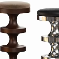 Modern Bar Stools Featuring Layered Ring Structure In Light Wood Dark Brown And Silver Metal