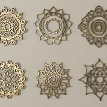 Intricate Decorative Metal Carvings Featuring Various Circular And Square Patterns 3d model