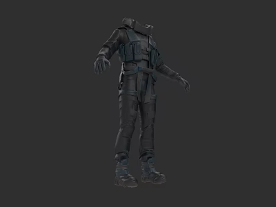 Dark Tactical Clothing With Protective Layers And Multiple Functional Pockets Design 3d model