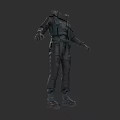 Dark Tactical Clothing With Protective Layers And Multiple Functional Pockets Design 3d model