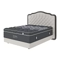 Double Bed with Diamond Tufted Light Colored Headboard Dark Border and VERDA Mattress Patterned Cover