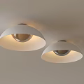 Two Modern White Dome Shaped Ceiling Lights Illuminated Mounted On Ceiling 3d model