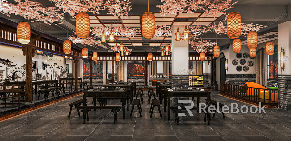 New Chinese Hot Pot Restaurant Restaurant Restaurant Restaurant Restaurant Lantern Dining Table and Chair Fast Food Restaurant model