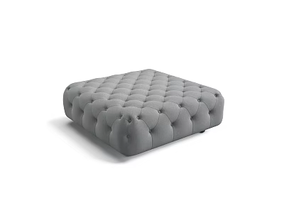 Modern Gray Tufted Fabric Ottoman With Button Design For Living Room Decor 3d model