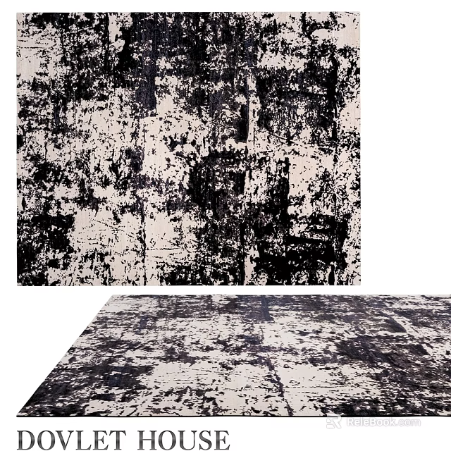 Black and White Square Carpet Featuring Abstract Textured Pattern for Modern Spaces 3d model 