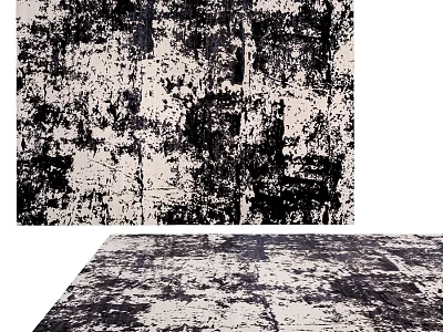 Black and White Square Carpet Featuring Abstract Textured Pattern for Modern Spaces 3d model