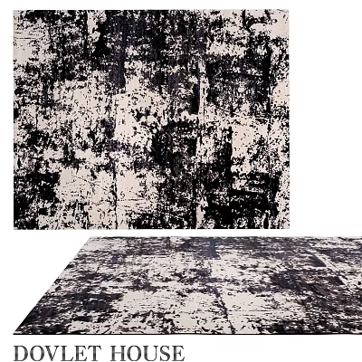 Black and White Square Carpet Featuring Abstract Textured Pattern for Modern Spaces 3d model