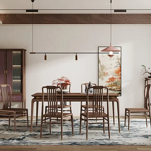New Chinese Restaurant Dining Table Dining Table Chair Long Dining Table Dining Chair Single Chair 3d model