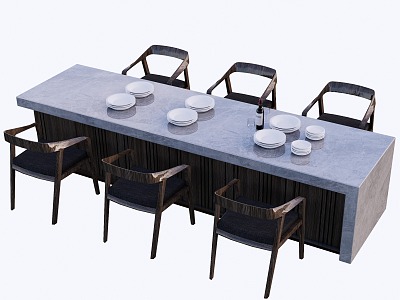 Outdoor Dining Table and Chair 3d model