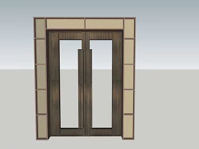 Modern Double Door Design With Wooden Frame And Beige Decorative Panels 3d model