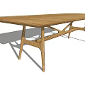 Wooden Rectangular Dining Table With Crossed Leg Design And Smooth Natural Surface