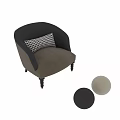 Modern Accent Chair with Black and Beige Upholstery and Checkered Pillow