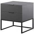 Modern Black Bedside Table With Two Drawers And Sturdy Metal Frame Design 3d model