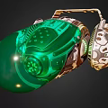 Sci Fi Device With Green Transparent Front And Metallic Mechanical Structure