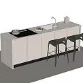 Modern Bar Counter Design With White Countertop Black Bar Stools And Sink