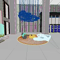 Office Building Lobby Rest Area Elevator Hall 3d model