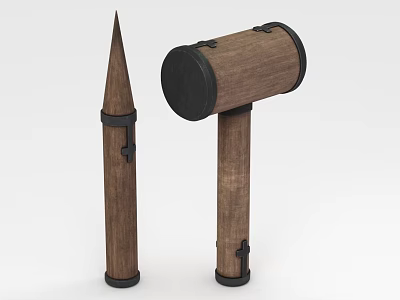 Medieval Wooden Weapons With Black Accents Design 3d model