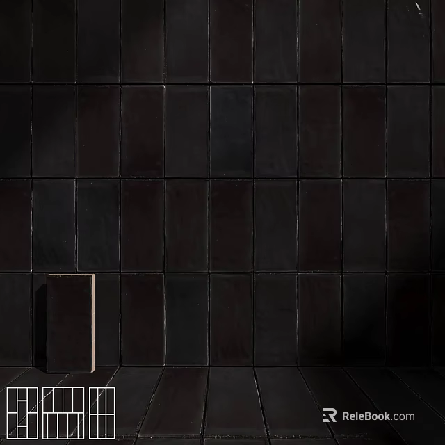 Black Square Floor Tiles Neatly Arranged With Small Black Cube For Wall Or Floor 3d model 