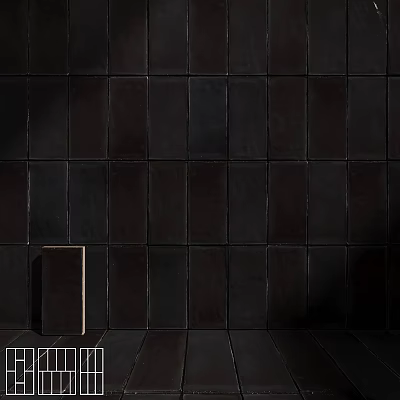 Black Square Floor Tiles Neatly Arranged With Small Black Cube For Wall Or Floor 3d model