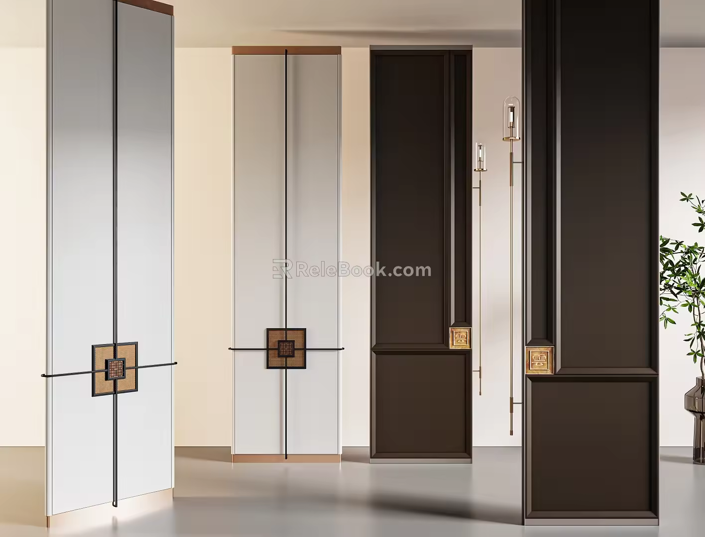 New Chinese Style Light Luxury Screen Partition 3d model